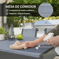 Outsunny Conjunto de Mesa y Sillas Jardín con Sillas Apilables y Marco de Acero para Terraza Patio Gris Claro(m-5)