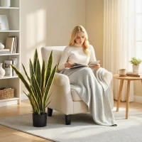 Outsunny Künstliche Schlangenpflanze groß 77 cm Kunstpflanze im Topf für Wohnzimmer Geschenk(m-8)