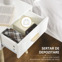 HOMCOM Set de 2 Noptiere pentru Dormitor cu Sertar, Pereche de Noptiere Moderne din Lemn, Măsuțe pentru Canapea, Living, Cameră de Zi și Dormitor, 40.5x30.5x60 cm, Culoare Stejar și Alb(m-5)