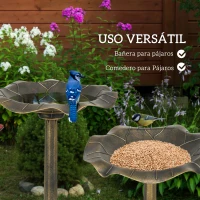 Outsunny Baño para Pájaros de Jardín Exterior 71 cm con Diseño Hoja de Loto y Acabado Envejecido Ligero y Resistente Bronce(m-4)