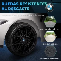 AIYAPLAY Coche de Batería para Niños 12V BMW M4 con Mando a Distancia Faros Bocina Música Velocidad 3-5 km/h Blanco(m-9)