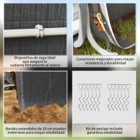 Outsunny Carpa de Jardín para Bicicletas con Marco de Metal 2 Puertas con Cremallera Impermeable Anti-UV 2,4x2x2 m Gris Oscuro(m-6)