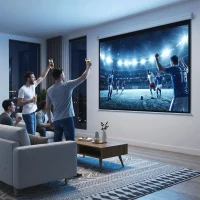 HOMCOM Tela de Projeção Elétrica 120 Polegadas Formato 4:3 com Comando à Distância 244x183 cm Branco(m-2)