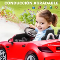 AIYAPLAY Coche Eléctrico para Niños de +3 Años Mercedes SLC 300 con Batería 12V Mando a Distancia Faros LED Bocina Música Rojo(m-6)