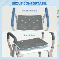 HOMCOM Scaun Reglabil de Duș cu Mânere, Multicolor(m-5)