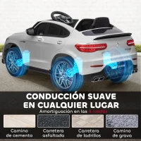 HOMCOM Coche Eléctrico para Niño +3 Años con Licencia de Mercedes 12V con Mando a Distancia Música y Luces Blanco(m-8)