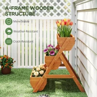 Outsunny 3 Tier Raised Garden Bed Wooden Elevated Planter Box Kit, 66L for Flower, Vegetable, Herb, 65x75x78cm, Brown(m-6)