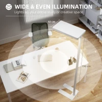 HOMCOM LED Lampa Stojąca, Światło Przyjazne dla Oczu, Podłogowa z Pilotem, Regulowana Jasność, Tworzywo Sztuczne, Metal, Biały(m-6)