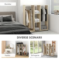 HOMCOM Dulap cu 5 Rafturi și 6 Roți, 120x40x128 cm, Negru(m-5)