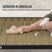 Outsunny Tavolo da Pranzo da Giardino per 8 Persone in Alluminio e Plastica, Legno Scuro e Nero(m-5)