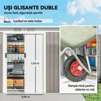 Outsunny Depozit de Grădină din Oțel cu 2 Orificii de Aerisire și 2 Uși Glisante, 280x130x172 cm, Gri Deschis(m-5)