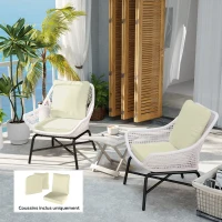 Outsunny Ensemble de 2 coussins d'assise avec dossier, coussin d'assise et de dossier extérieur et intérieur, crème(m-10)