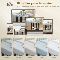 HOMCOM Mesa de Comedor Plegable con Ruedas y Estante Abierto Mesa de Cocina para Espacios Pequeños Gris Cemento(m-7)