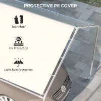 Outsunny Acoperiș pentru Carport 10 x 20 ft, Prelată de Schimb Rezistentă la UV cu Corzi Elastice, Albă(m-6)