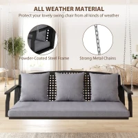 Outsunny Balancelle 3 places pour véranda, balancelle de jardin avec 3 coussins de dossier, coussin d'assise, dispositif de suspension, Gris(m-4)