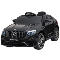HOMCOM Coche Eléctrico para Niño +3 Años con Licencia de Mercedes 12V con Mando a Distancia Música y Luces Negro(m-15)