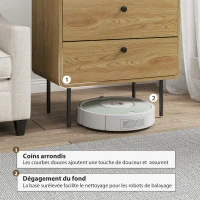 HOMCOM Commode 4 tiroirs, meuble de rangement étroit avec pieds en acier, coins arrondis, 60 x 39 x 91,5 cm, chêne(m-5)