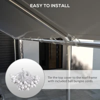 Outsunny Acoperiș pentru Carport 10 x 20 ft, Prelată de Schimb Rezistentă la UV cu Corzi Elastice, Albă(m-5)