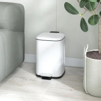 HOMCOM Poubelle de cuisine 12L avec couvercle, poubelle anti-traces de doigts avec pédale et seau intérieur amovible, blanc(m-10)