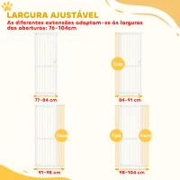 PawHut Barreira de Segurança para Cães e Gatos Extra Alta 180 cm Extensível 76-104 cm Separação 3,5 cm para Portas e Escadas Branco(m-6)