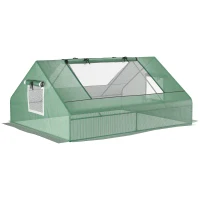 Outsunny Invernadero Pequeño para Cultivo con 4 Ventanas Enrollables Marco de Acero y Cubierta PE Anti-UV 180x140x80 cm Verde(m-10)