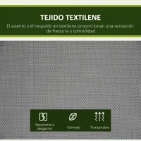 Outsunny Columpio de Jardín Exterior de 2 Plazas Techo Ajustable y Marco de Acero Asientos Textilene 140x118x162 cm Gris Oscuro(m-5)