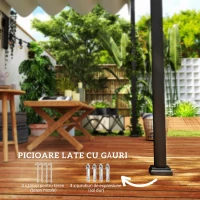 Outsunny Pergolă 3 x 4m Montată pe Perete, Pergolă Metalică cu Acoperiș Retractabil pentru Grătar, Grădină, Terasă, Deck(m-6)