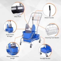 HOMCOM Wózek do sprzątania 25L z 4 kółkami, wiadro do mopa(m-6)