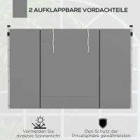 Outsunny Pavillon-Vorhänge, 2er-Set, für 3x6m oder 3x3m Gartenpavillons, mit Fenstern und Türen, Hellgrau(m-4)