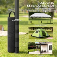 Outsunny Conjunto de 8 Sacos de Peso para Tendas Sacos de Areia em Tecido Oxford 600D Para Pernas de Toldo Sem Areia Preto(m-4)