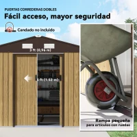Outsunny Cobertizo de Jardín Exterior 4,9 m² 277x195x192 cm con Puerta Corredera Ventilación y Kit de Fundación Marrón(m-5)