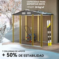 Outsunny Caseta de Jardín Exterior 190x131x188 cm Cobertizo Metálico con 2 Ventilaciones y Puerta para Herramientas Gris(m-5)