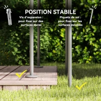 Outsunny Tonnelle de jardin extérieur pavillon 6 colonnes double toit 12 oeillets de drainage en métal 3x4m kaki(m-7)