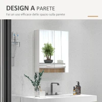 kleankin Armadietto a Specchio a 3 Ripiani Interni Regolabili, in Legno e Vetro, 60x15x60 cm, Bianco(m-8)