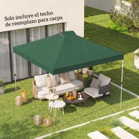 Outsunny Toldo de Pérgola de Recambio 3x3 m Techo de Repuesto para Carpa Plegable de Tela Oxford 210D Protección UV 50+ Verde(m-2)
