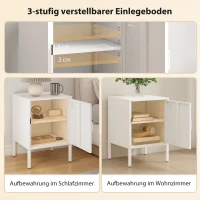 HOMCOM Nachttisch aus Stahl, Beistelltisch für verschiedene Zwecke, verstellbares Regal, für Schlafzimmer, Wohnzimmer, Weiß(m-5)