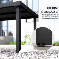 Outsunny Tavolo da Pranzo da Giardino per 8 Persone in Alluminio e Plastica, Nero(m-7)