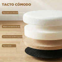 HOMCOM Puff Almacenaje Banco Almacenaje Plegable 35 L 38x38x38 cm Tapizado en Terciopelo Baúl de Almacenamiento Redondo Crema(m-6)