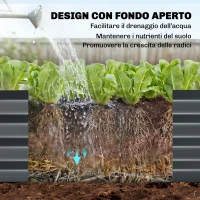 Outsunny Orto Rialzato con Traliccio per Rampicanti e Fondo Aperto in Metallo, 220x110x150 cm, Grigio Scuro(m-8)
