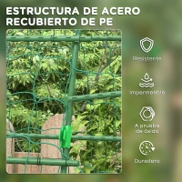 Outsunny Enrejado de Pepino 206 cm Enrejado de Jardín de Arco para Plantas Trepadoras al Aire Libre con Marco de Acero Verde(m-6)
