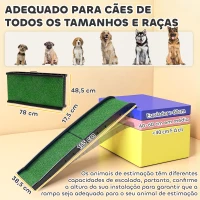 PawHut Rampa para Cães com Relva Artificial 155 cm Dobrável com Pega Ângulo Ajustável Verde(m-3)