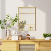 HOMCOM Espejo Rectangular de Pared Espejo de Ventana 70x50cm con Marco de Metal Espejo Decorativo para Salón Dormitorio Dorado(m-7)