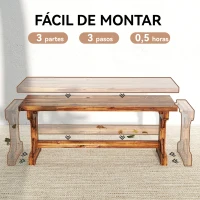 Outsunny Banco de Jardín de Madera Banco Rústico Exterior de 2 Plazas con Base en Forma de X Carga 240kg 114x40x46cm Carbonizado(m-6)