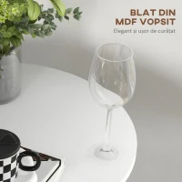 HOMCOM Masă de Bar Înaltă, Masă Modernă Rotundă de Dining cu Blat Vopsit și Bază din Oțel, Masă Bistro pentru 2 Persoane, Alb(m-5)