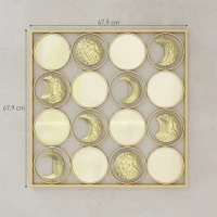 HOMCOM Decoración de Metal para Pared de Fases Lunares Multidireccional con 16 Discos Dorado(m-3)