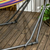 Outsunny Amaca Autoportante con Supporto Pieghevole, Lettino in Cotone e Struttura in Acciaio, Multicolore(m-9)