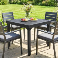 Outsunny Mesa de Comedor Exterior Extensible de 80-160 cm para 4-6 Personas Mesa de Jardín Rectangular para Terraza Negro(m-8)