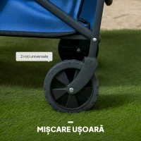 Outsunny Trolley de 62L pentru Festivaluri pe Roți, Cărucior de Grădină Pliabil, Wagon Compact cu Capacitate 120kg, Mâner Reglabil și Geantă pentru Plajă, Camping, Festivaluri, Albastru(m-7)