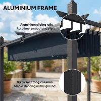 Outsunny Pergola 3 x 4 m z regulowanym dachem, automatycznie zwijanymi roletami, ochrona UV50+, aluminiowa rama(m-6)