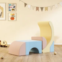 AIYAPLAY Kids Soft Play Set, 5-Piece Baby Foam Climbing Blocks with Corduroy Cover, Lightweight Modular Design for Crawling, Climbing & Creative Play, Blue(m-2)